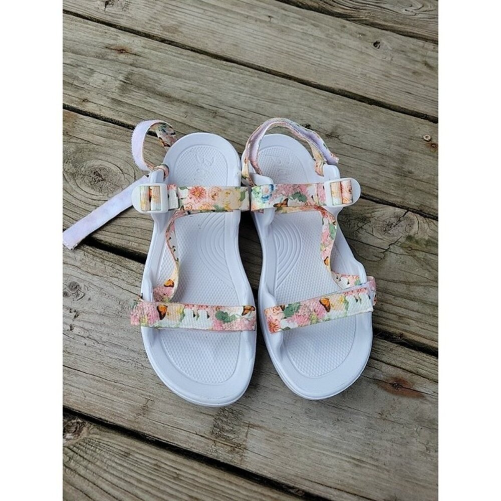 Blowfish Malibu Size 9 Sandal Upper 100% Poly Sole Floral Butterfly Print Straps